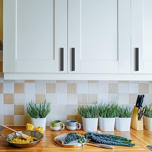 Miniatura 10 de Asidrama Paquete de 10 manijas de gabinete de cocina de níquel satinado cepillado de 5 pulgadas (5.039 in), tiradores de gabinete, accesorios de