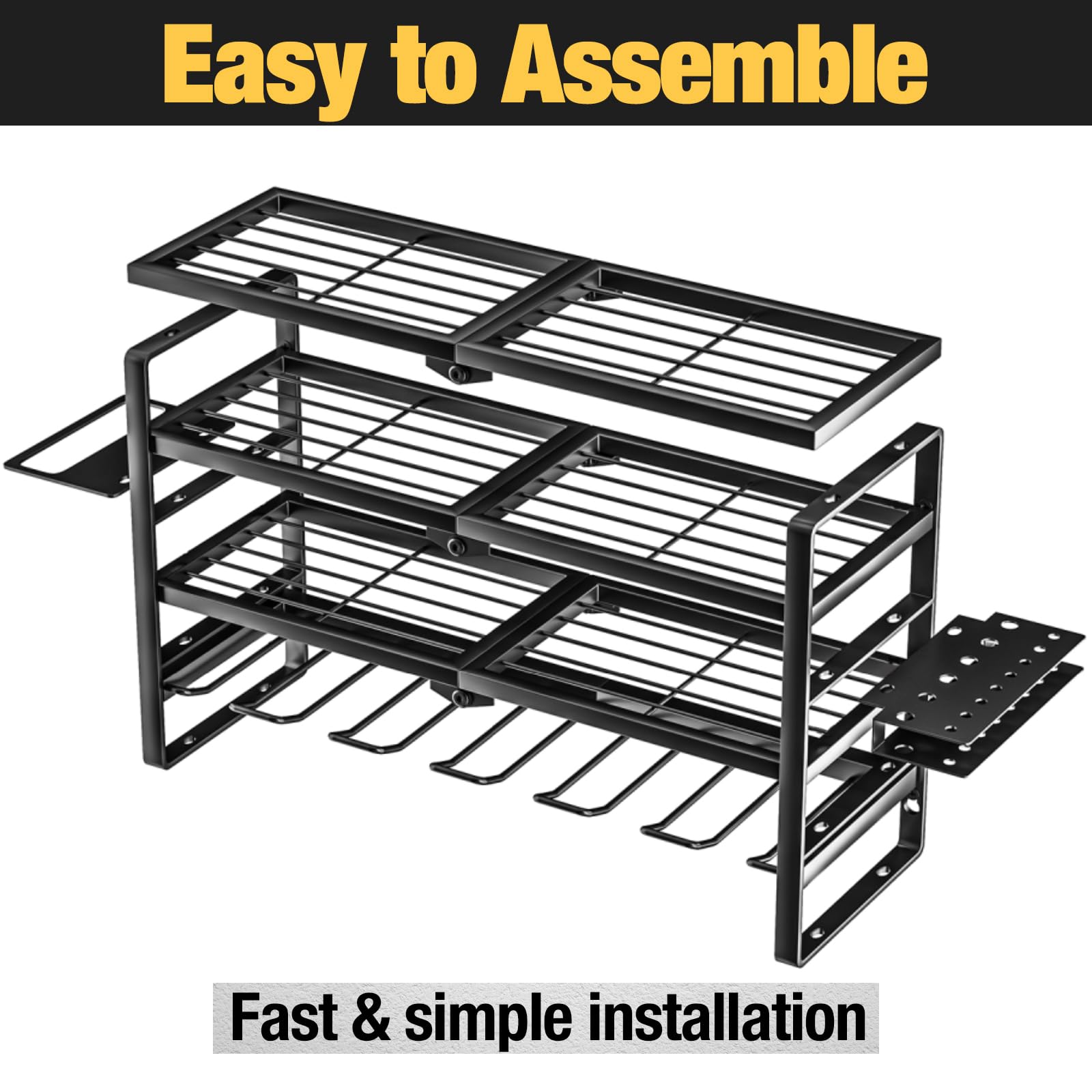 YYR Organizador de Herramientas eléctricas de 4 Capas, Soporte de Pared, Estante de Almacenamiento inalámbrico para taladros, Soporte de Herramientas de batería con Estante de estación de Carga para