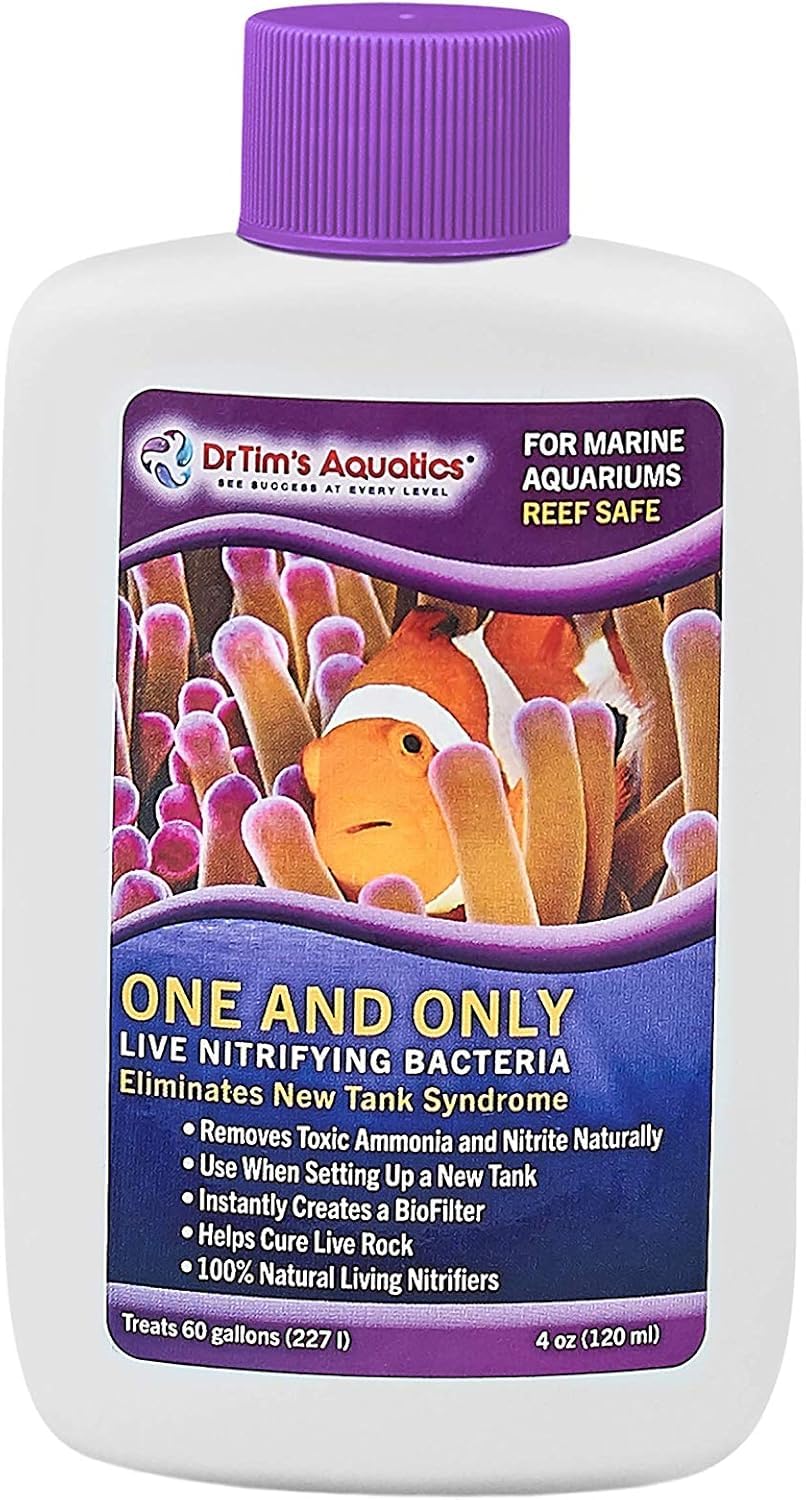 DrTim's Aquatics Reef One & Only Nitrifying Formula – 4 oz – for Reef, Nano & Seahorse Aquariums – New Tank Setup & Water Quality Support – Pure H20 Cleaner