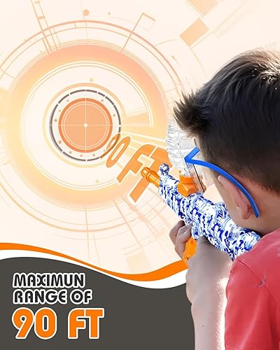 Miniatura 10 de METIRA Juego de 2 bolas de salpicaduras eléctricas, juguete de bola de agua automático completo con 10000 bolas de gel para cumpleaños, juegos de