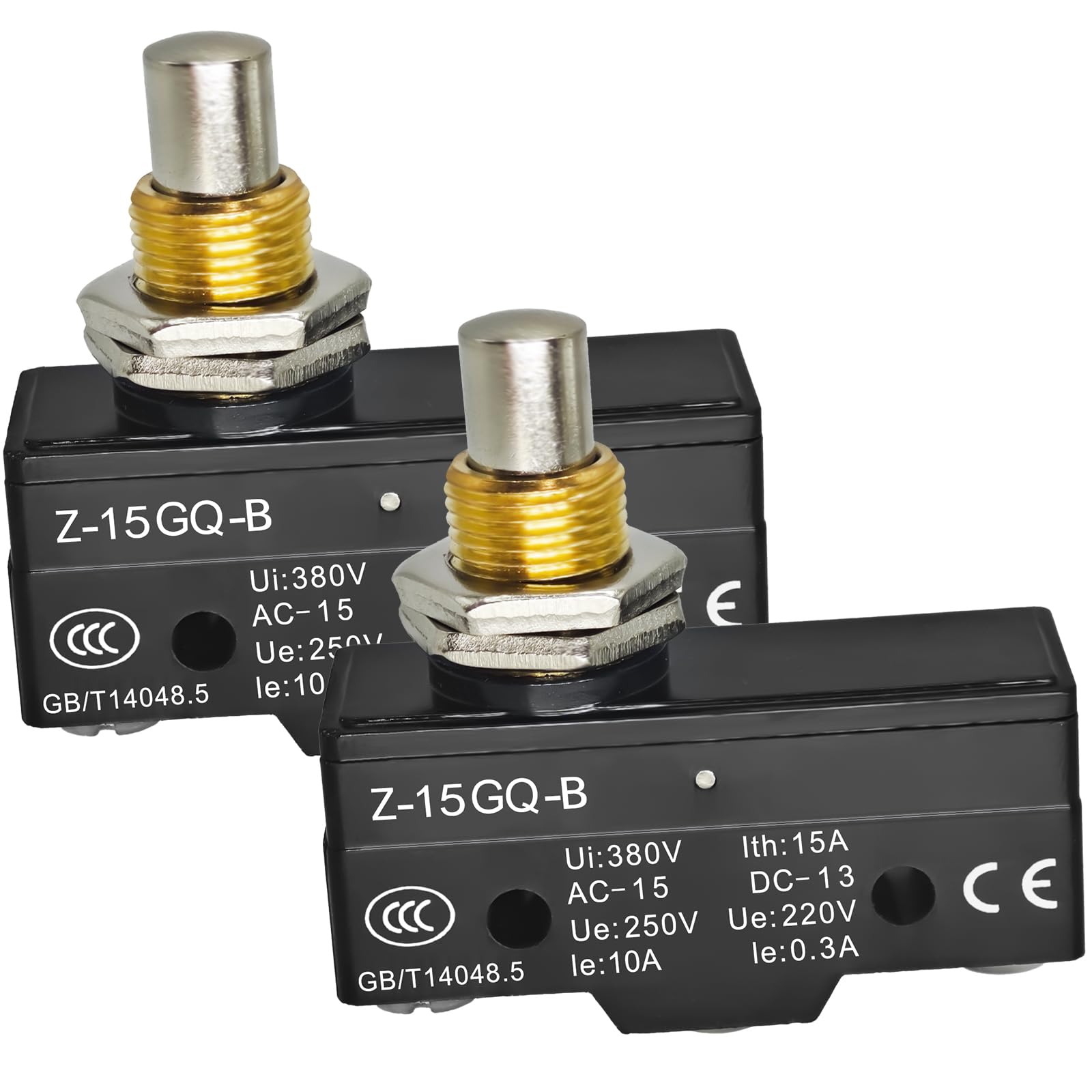 2PCS Z-15GQ-B Micro Limit Switch - 1NO+1NC Panel Mount Snap Action