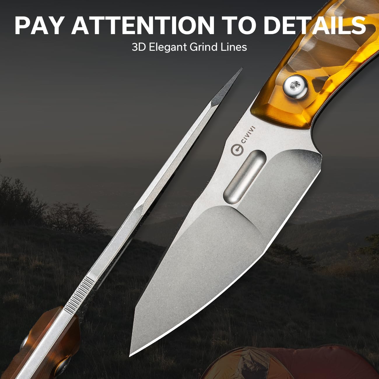 CIVIVI EDC Fixed Blade Knife with Kydex Sheath, T-clip, Lanyard for Outdoor Carry, Propugnator Knife PG KNIVES Designed, 4.15" D2 Blade Ultem Handle C23002-3