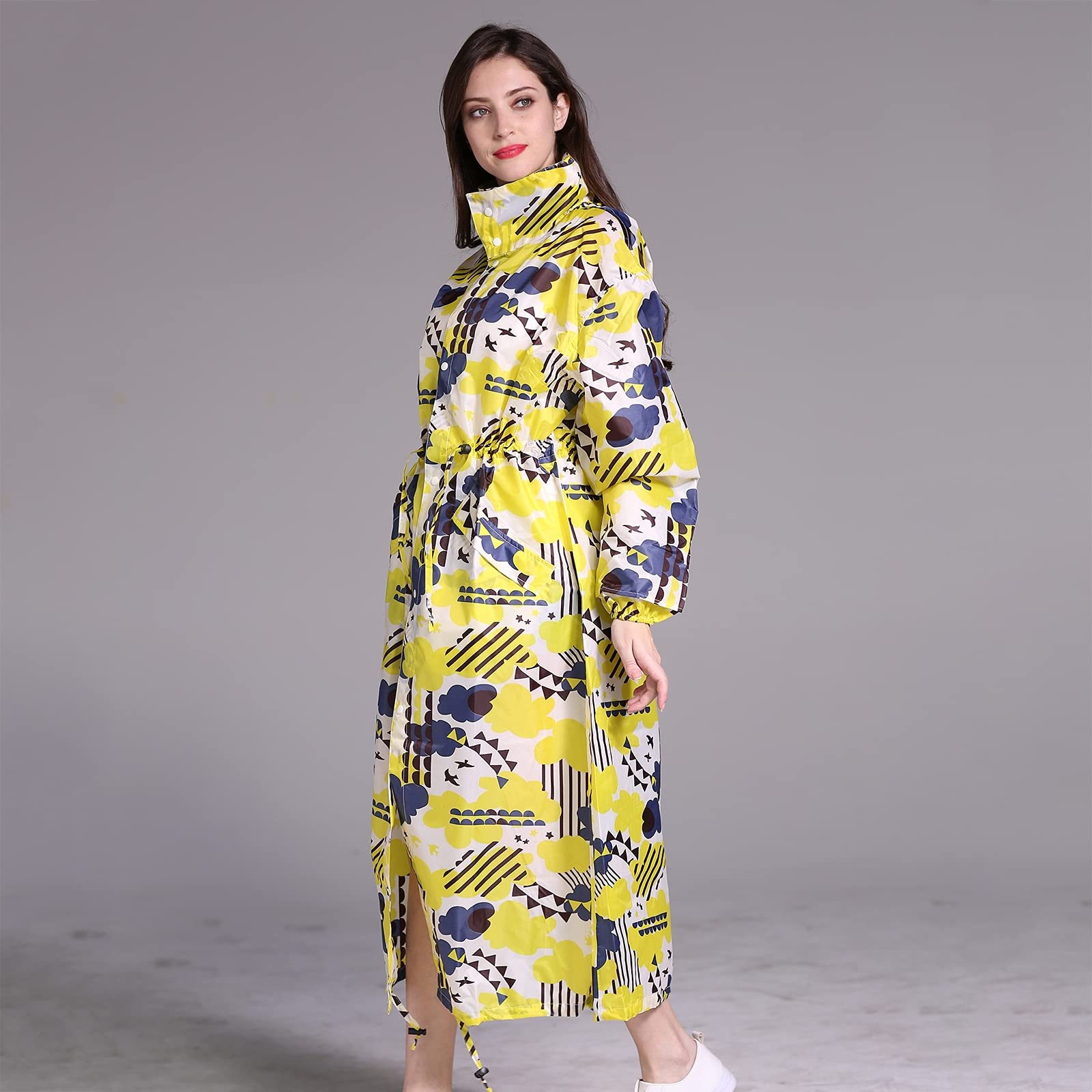 Regencape Damen, Wiederverwendbare Regen Ponjo Mit Kapuze, Portable Wasserdicht Regencape Wandern, Lang Raincoat Women FüR FreizeitaktivitäTen Im Freien, Festivals, Camping, Wandern,C,XXL