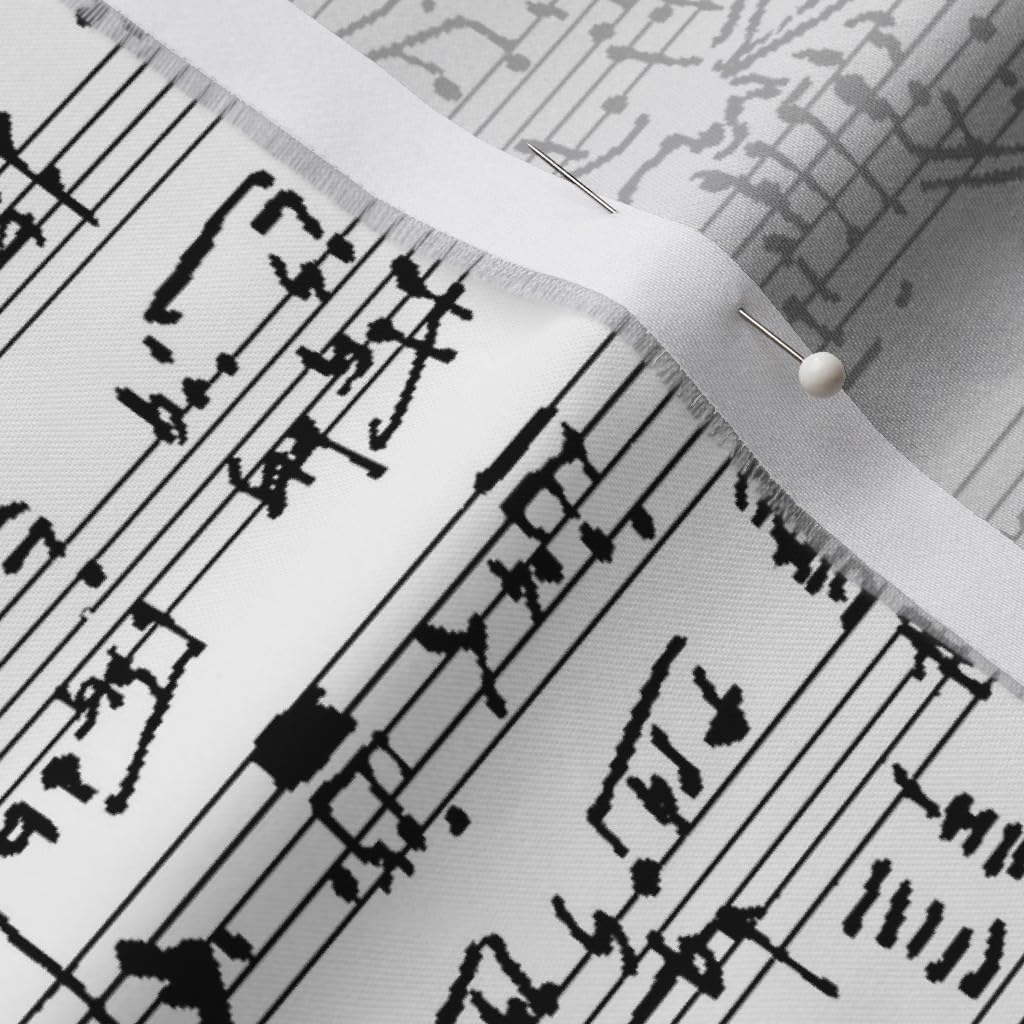 Spoonflower Fabric - Hand Music Small Notes Musical Symphony Musician Printed on Organic Cotton Sateen Fabric by The Yard - Sewing Quilting Apparel Home Decor
