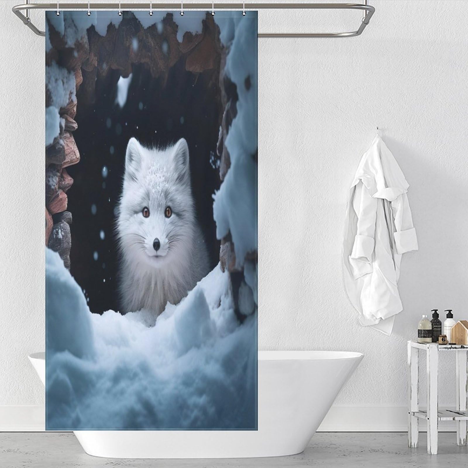 Rideau de douche renard étanche 92x183cm pour protéger le sol de la salle de bain des projections