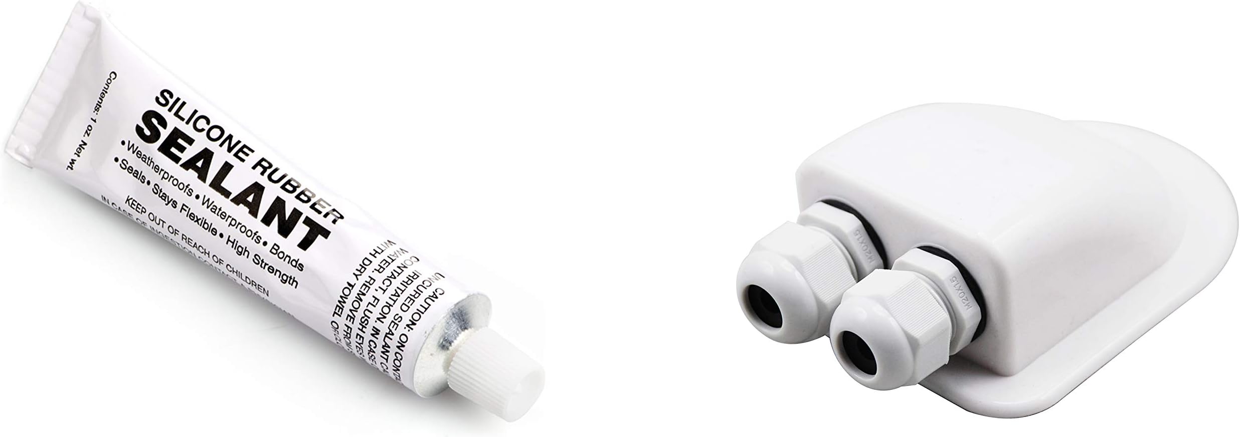 Proline Solar Weatherproof ABS Solar Double Cable Entry Gland with Sealant for RV, Boat or Wherever You Need a Water Tight Connection. (Double, White)