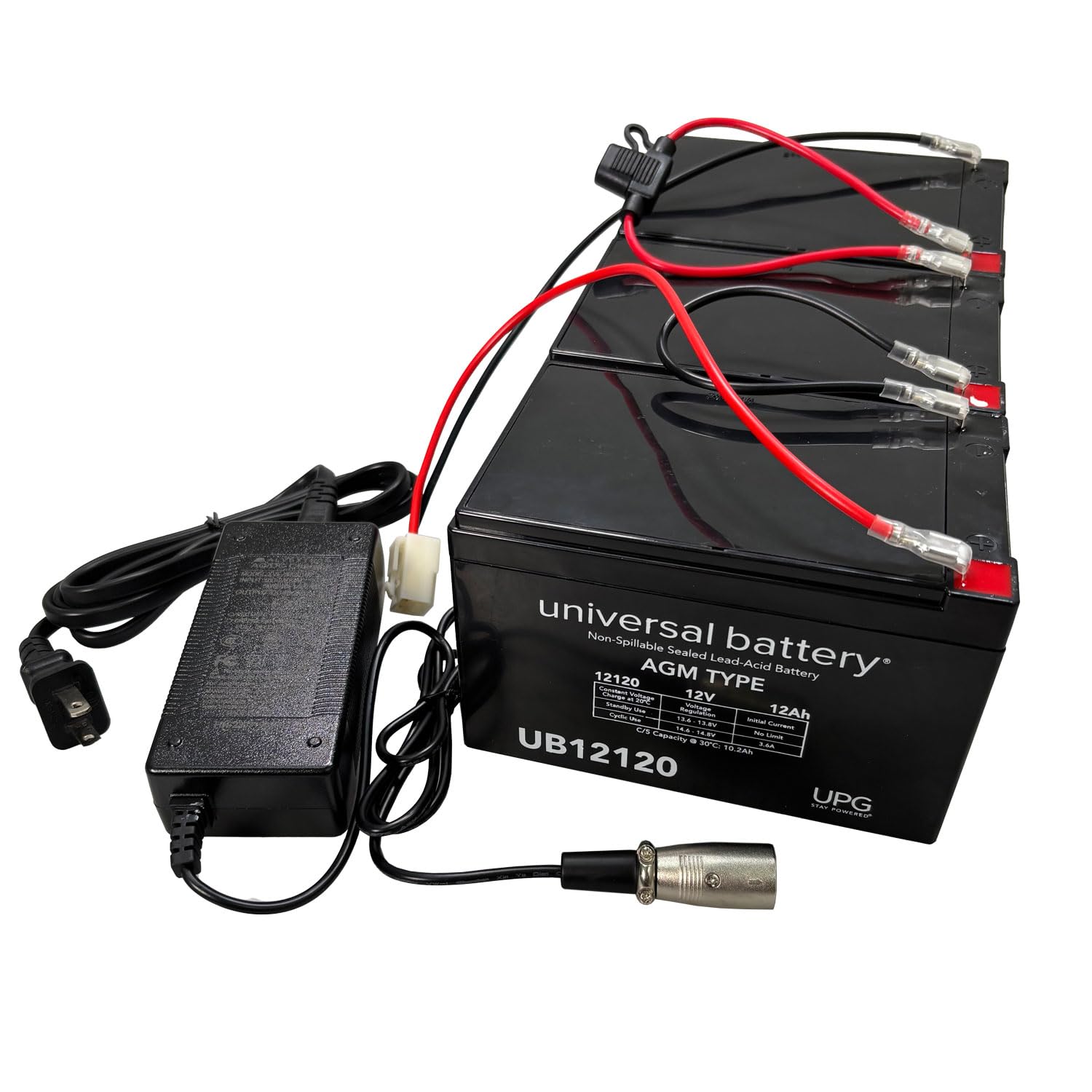 AlveyTech Premium 36 Volt Battery Pack for The Razor MX500 &amp; MX650 Dirt Rocket Dirt Bike (All Versions) (Batteries with XLR Charger, 12 Ah)