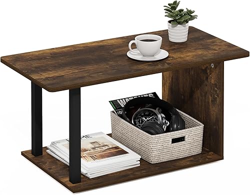 Miniatura 12 de Furinno - Mesa de centro de diseño simple, color nogal Columbia/negro Columbia Nogal/Negro,Ámbar Pino/Negro,Marrón oscuro,Nogal