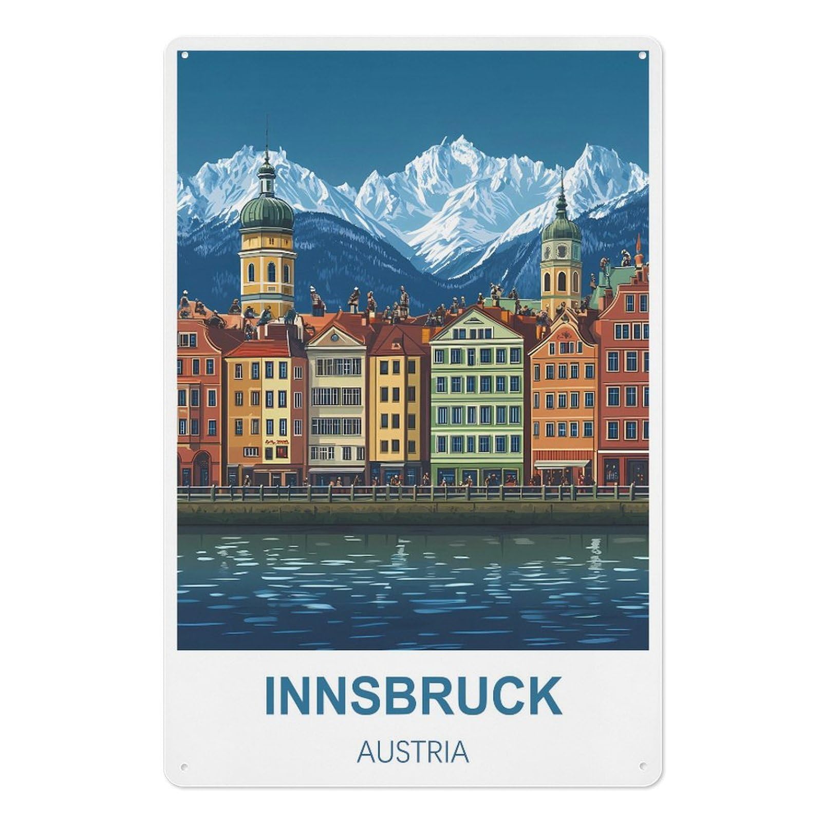 Innsbruck Austria Retro Design Tin Paintings Vintage Tin Sign 08x12inch(20x30cm) Wall Art for Home Office Bedroom Living Room Cafes Wall Decor