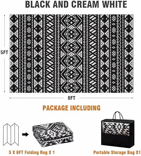 Miniatura 2 de Pendolr Alfombra de exterior de 5 x 8 pies, impermeable, para patio, alfombra de paja de plástico para exteriores, alfombra para camping,