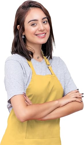 Calicot Apron 100% Cotton with an Adjustable Neck with Long Ties for Kitchen Women Men Chef Home (27.5 Inch by 31.5 Inch)