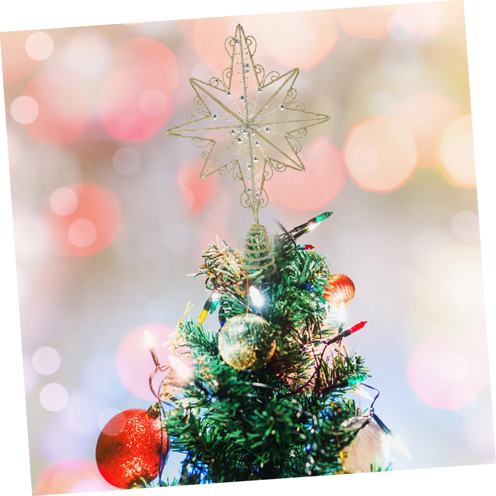 Zerodeko 2 Pièces Étoile De L'anis Ornement Étoile De La des Arbres Décor De La des Étoiles Topper De Sapin De Noël Étoile Scintillante Ornement d'arbre De Noël Le Fer