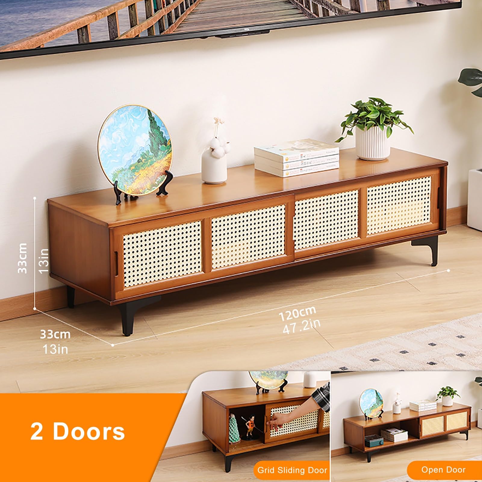 Amazon｜テレビ台 竹 テレビボード 引き戸 ローボード TV台 テレビ
