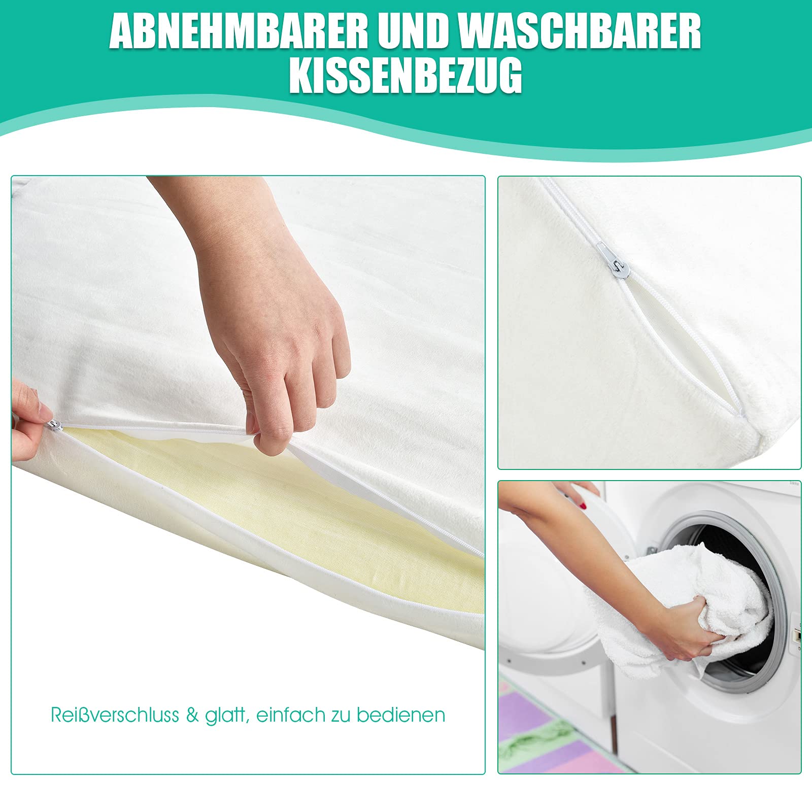 GOPLUS Cojín cuña para Relajarse, cojín de Lectura de Espuma viscoelástica, cojín de Espalda con Funda extraíble, Funda Lavable, cojín Relax para Cama o sofá, Blanco