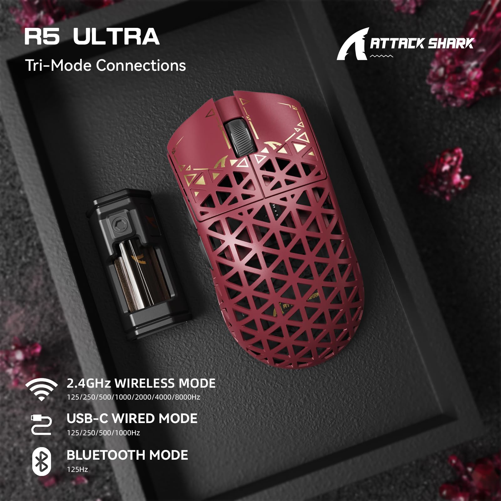 ATTACK SHARK R5 Ultra Karbon Fiber HyperSpeed Kablosuz Gaming