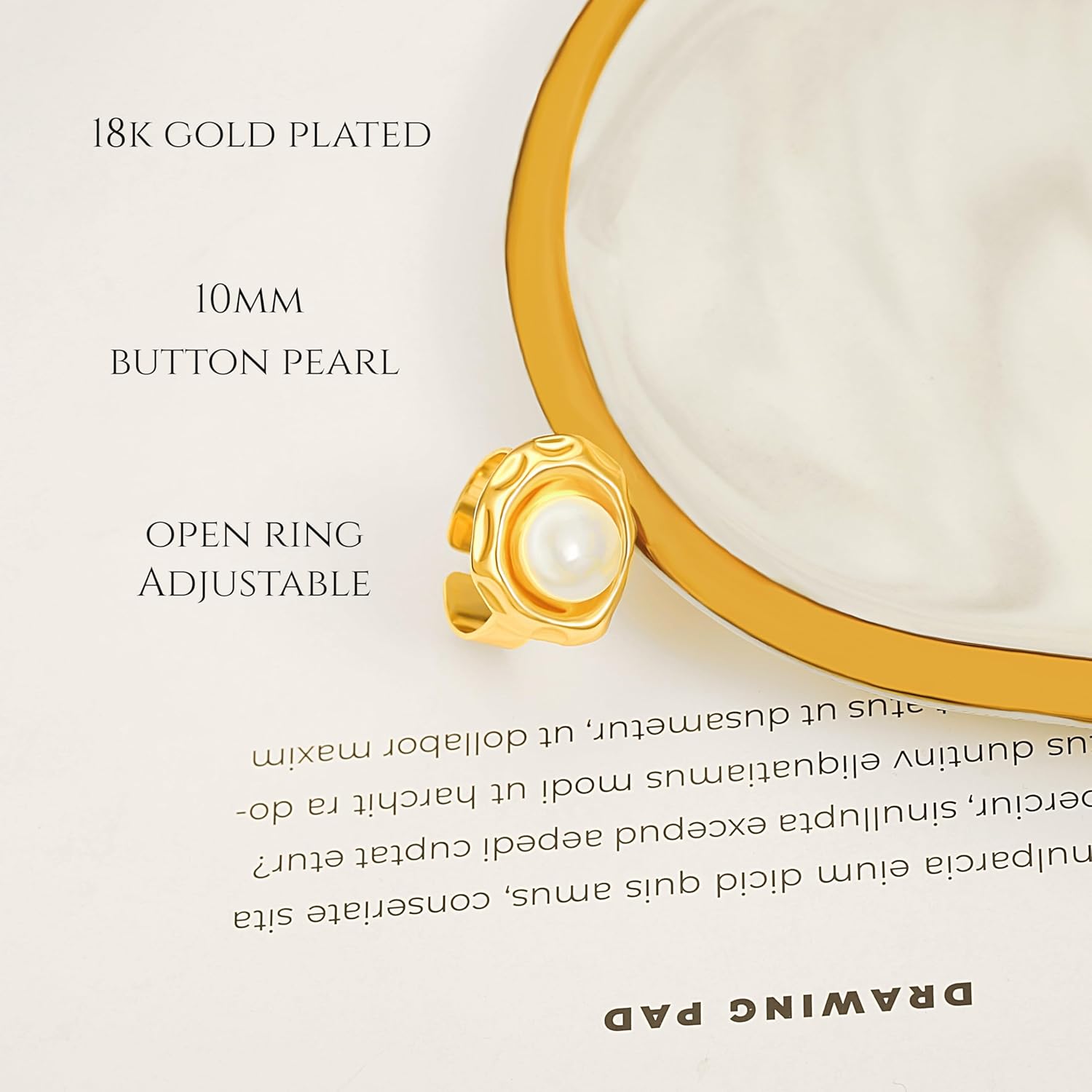 18k Gold Plated Adjustable Circle Ring, Simple Link Chain Knuckle Rings CZ, Fashion Stacking Finger Jewelry - Image 7