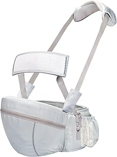 AGUDAN Baby Hip Seat Carrier, Ergonomic Waist Stool with Adjustable Strap Pocket Soft Base for Child Infant (Gray)