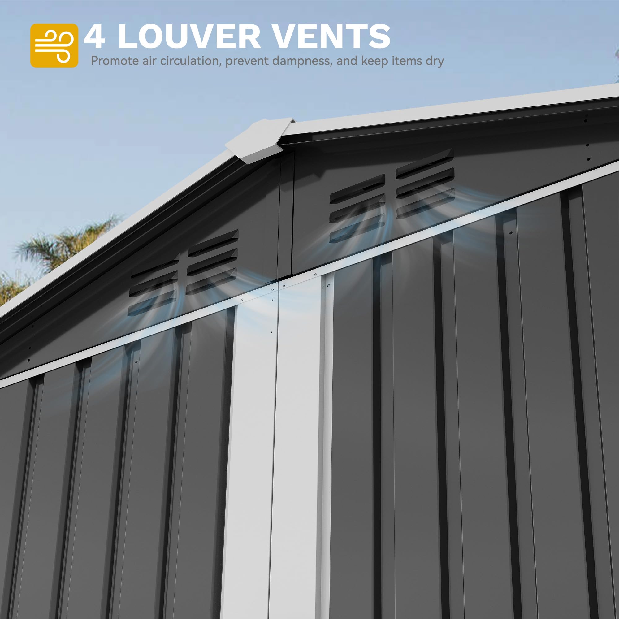 YITAHOME Metall Gerätehaus 171x118cm Gartenhaus Fahrradgarage,Dunkelgrau | Geräteschuppen mit Fenster|Gartenschuppen&Rasenmäher Unterstellplatz&Fahrrad Schuppen |Wetterfest Abschließbar|Aufbewahrung