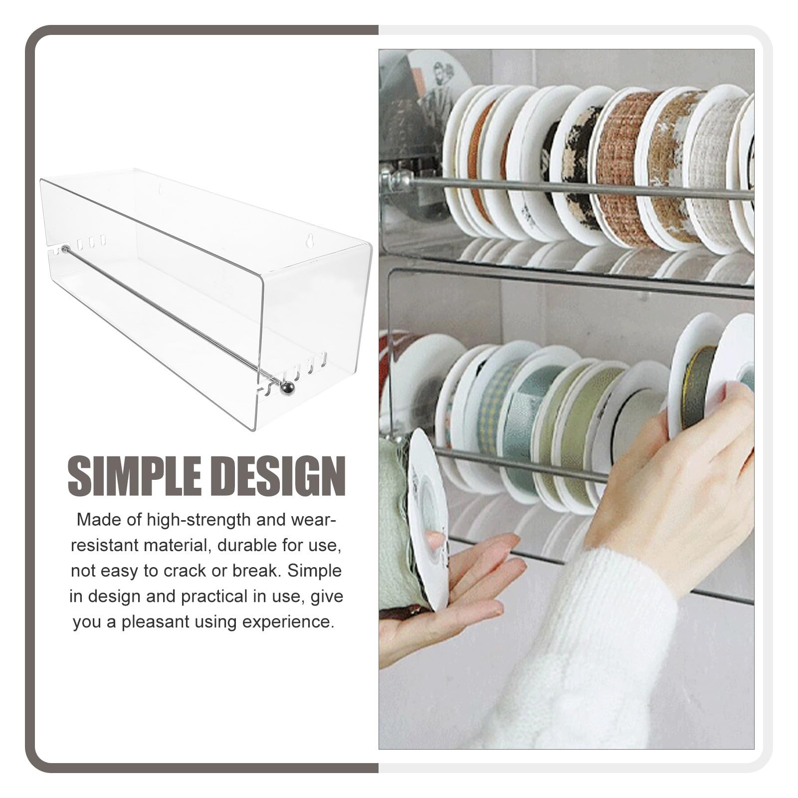 LIFKOME Scatola Organizer per Nastri in Plastica Porta Nastri da Bricolage per Craft Room e Negozi per Appassionati di Crafting