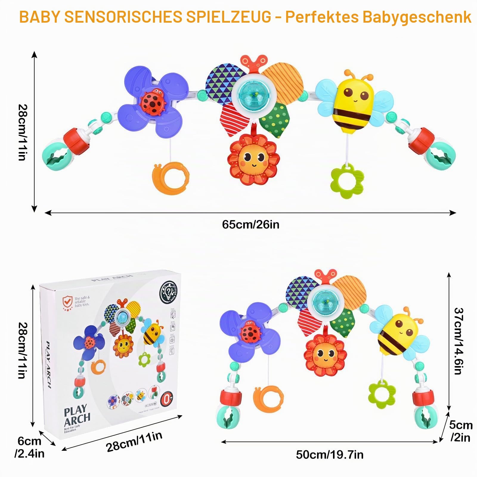 Bogen für Kinderwagen, Musikspielzeug Mobile Honeybee Krippe Spielzeug zum Mitnehmen (A)