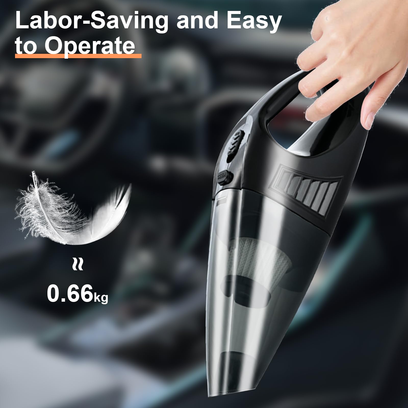 Aspirapolvere Portatile Senza Fili Nero 120W &ndash; Doppio Uso Casa E Auto, Forte Aspirazione 9000Pa | Leroy Merlin