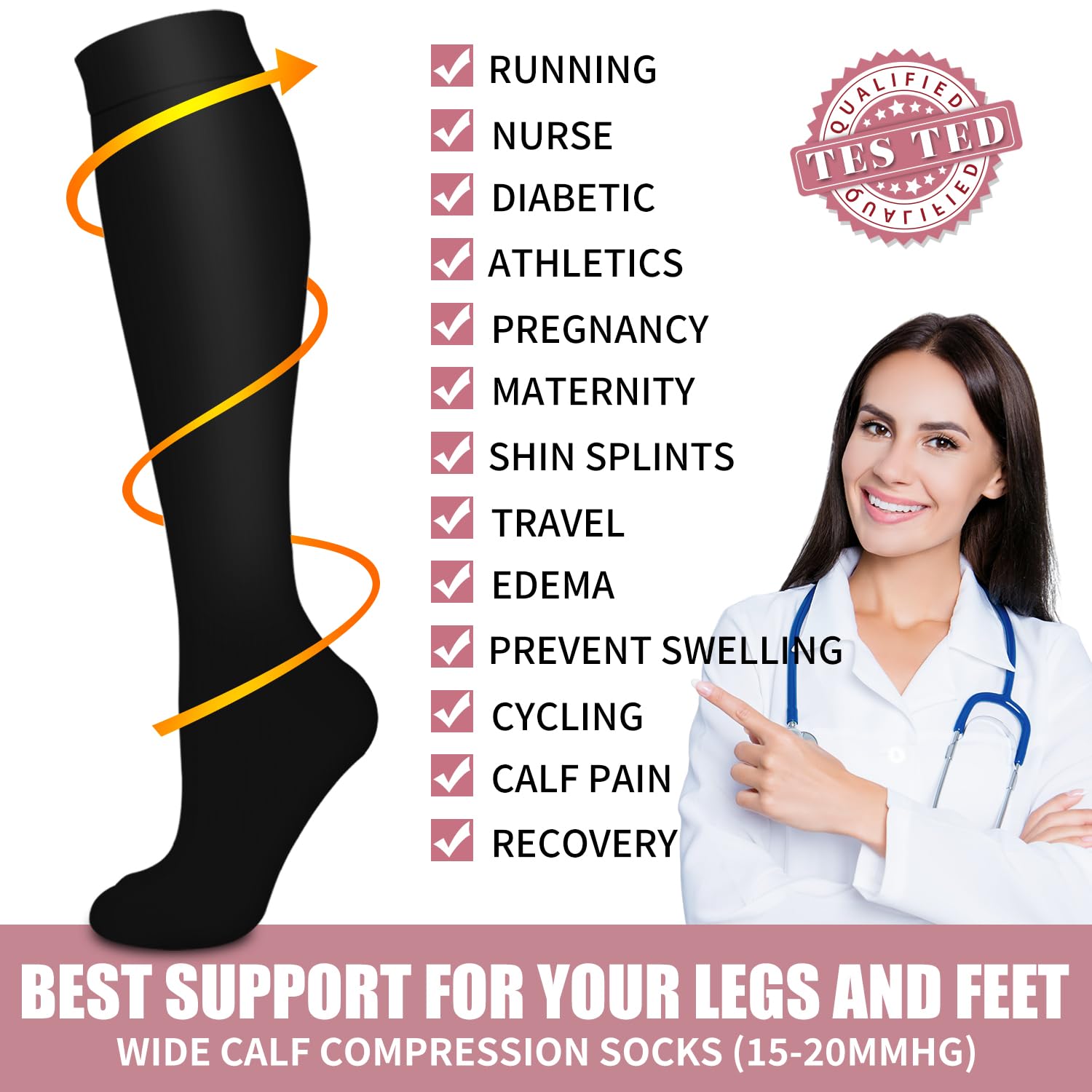 Bluemaple Copper Compression Socks 6 Pairs for Running Sports Hiking Travel