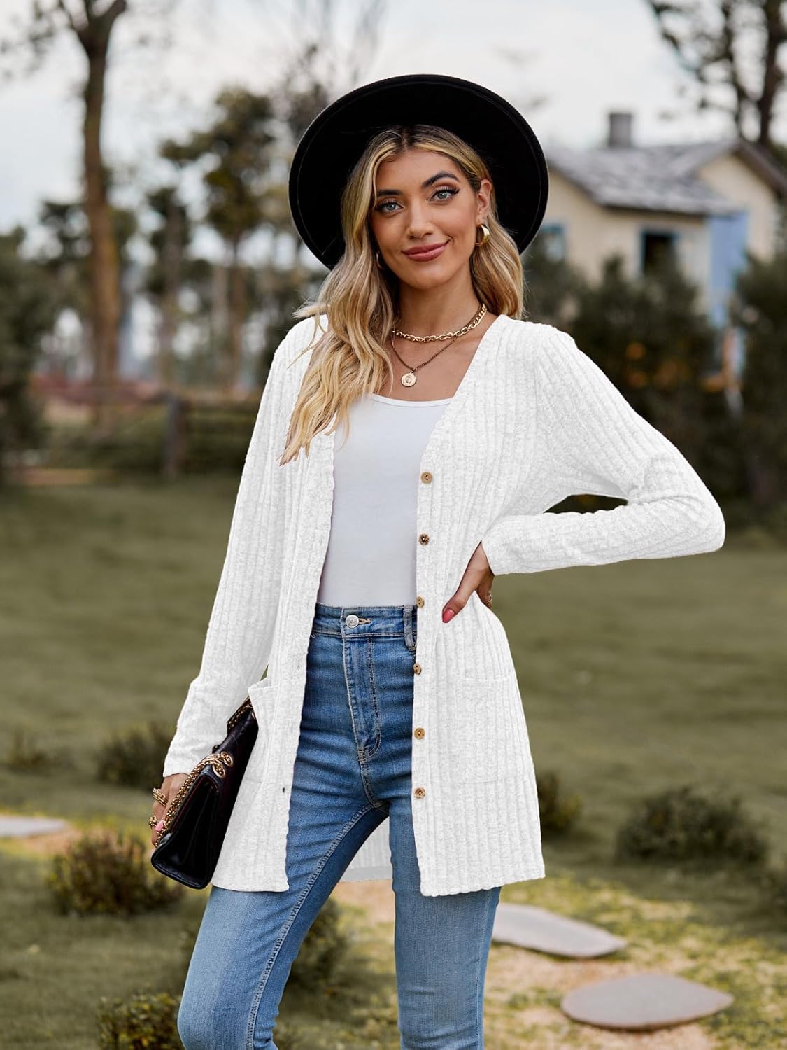 Women’s 2025 Fall Fashion Cardigan Lightweight Soft Knit Cardigan for Women Long Sleeve Open Front Coat with Pockets - Image 3