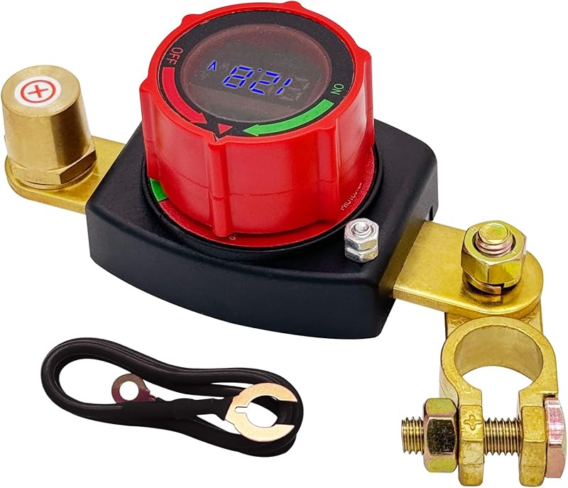 Chave Seccionadora de Bateria Ampper com Voltímetro LED 5–60 V DC e Terminal Positivo – 1 unidade