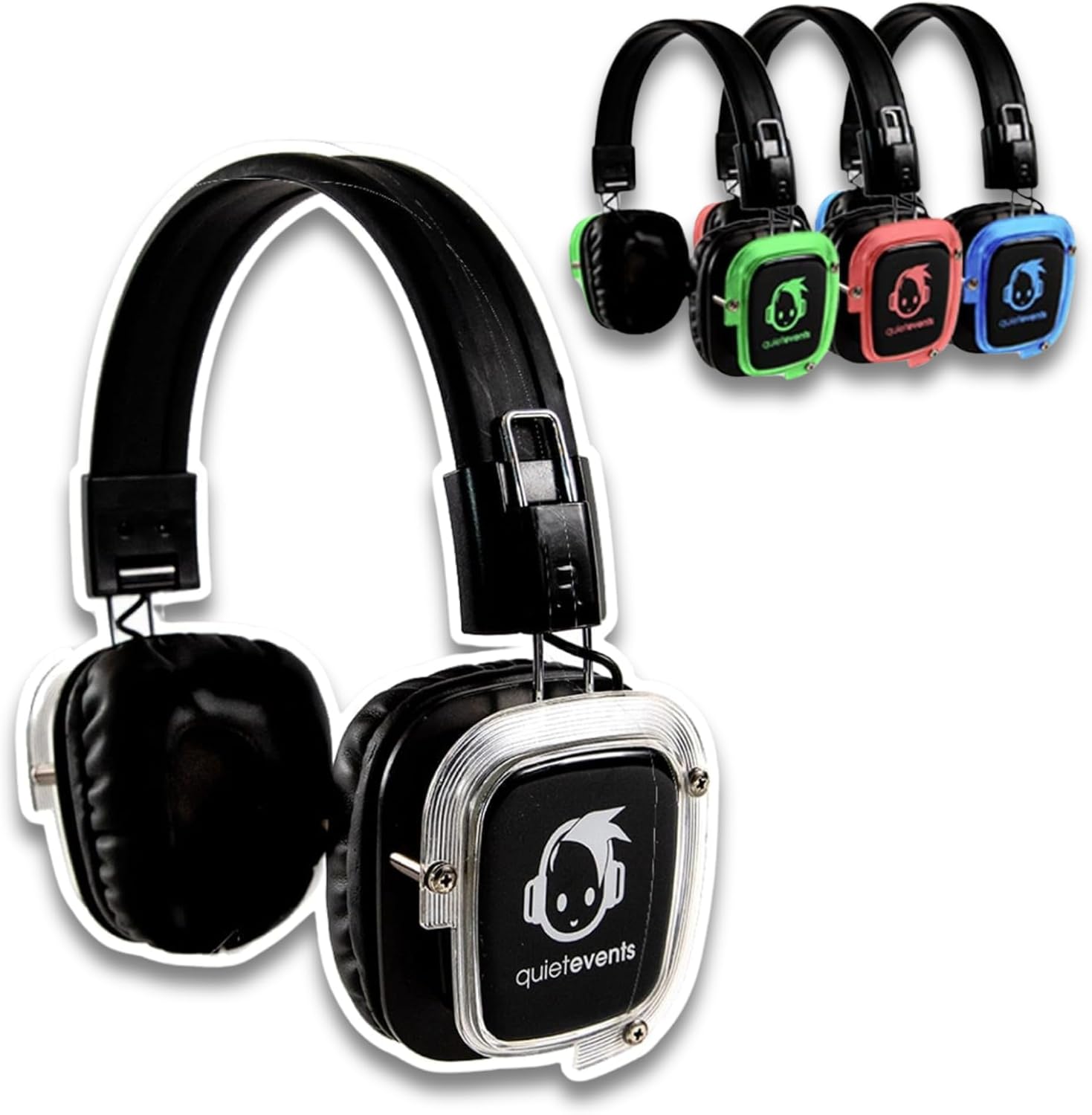 3-Channel Silent Disco Headphones - Kids & Adults | Wireless, Rechargeable, LED Lights, Deep Bass, Durable Design | Perfect for Parties, School, & Events | Compatible with Any System