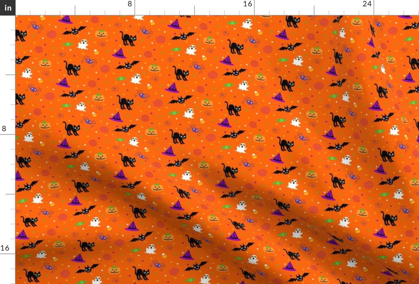 Spoonflower Fabric - Halloween Ditsy Print Black White Green Stars Purple Orange Circles Printed on Minky Fabric by The Yard - Sewing Baby Blankets Quilt Backing Plush