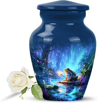 FASHIONZAADI Dainty Frog Mini Memorial Urns for Human Ashes Male and Female, Small Keepsake Urn for Adult Ashes, Single 3" Keepsake