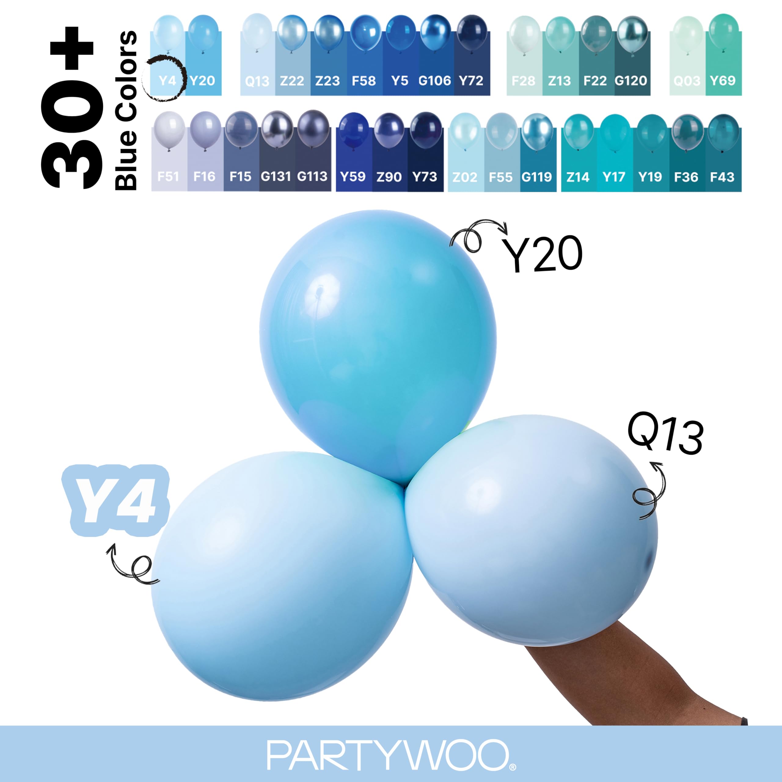 PartyWoo Blue Balloons 140pcs Different Sizes of 18 12 10 5 Inch Balloon Arch Kit Garland for Birthday Gender Reveal Boy Baby Shower Graduation Bachelorette Party Decorations Blue-Y4 — view 4