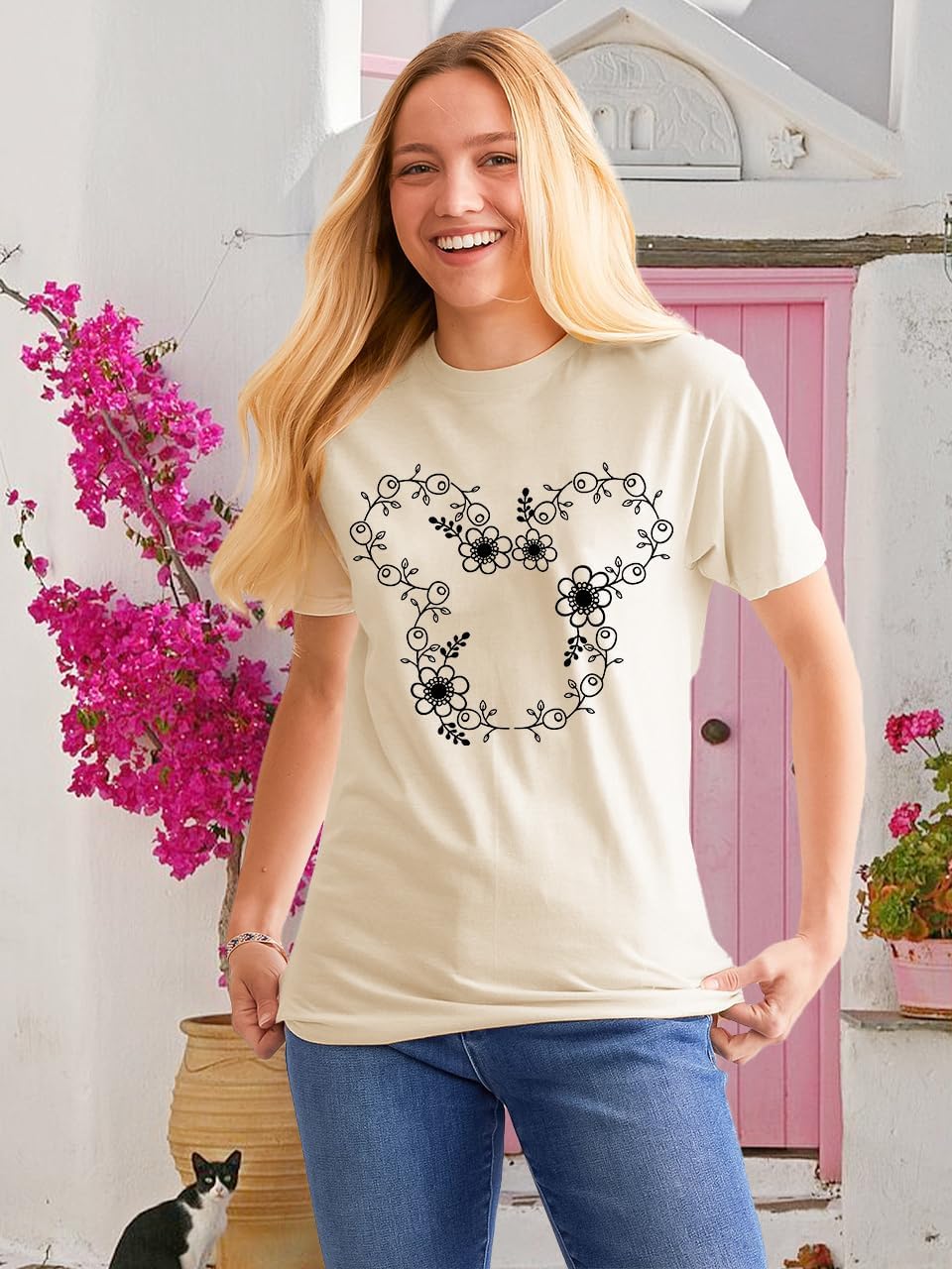 Women Magic Kingdom Castle Shirt Vintage Flower T Shirt Funny Boho Graphic Tees Short Sleeve Summer Tops - Image 4