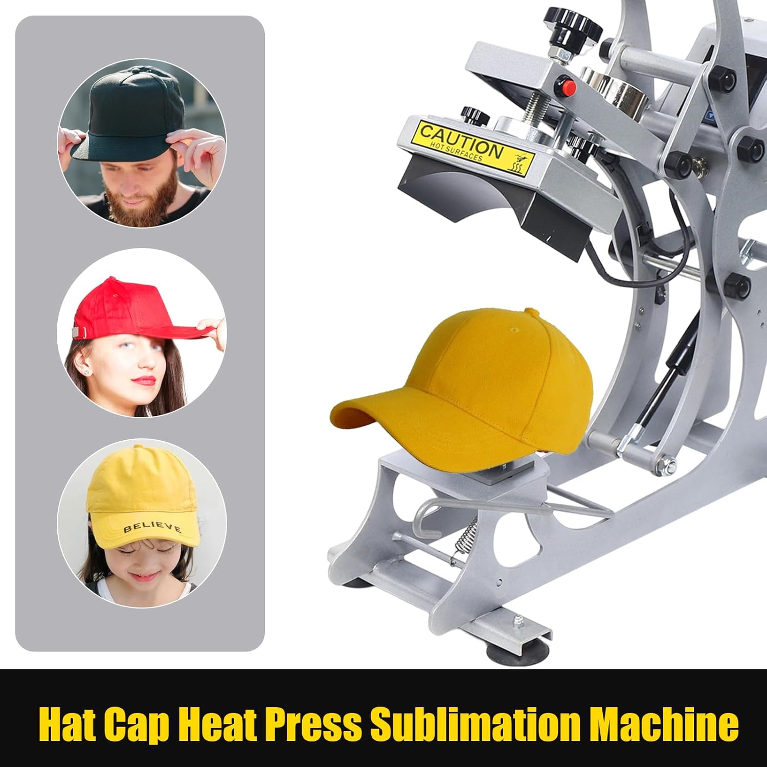 Heat Press Machine, Digital Heating Pads Sublimation Transfer Hat Heat Press Machine Digital T Shirt Pressing Machine LCD Digital Timer Temperature Control for T Shirts Mugs Hat Plate Cap