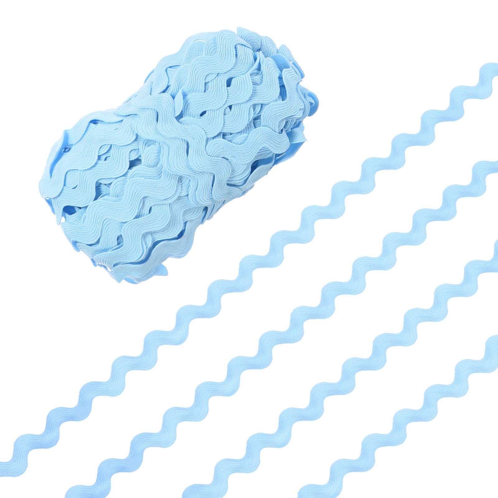 Ruban de bordure polyester ric rac bleu clair 10 mm pour couture et loisirs créatifs
