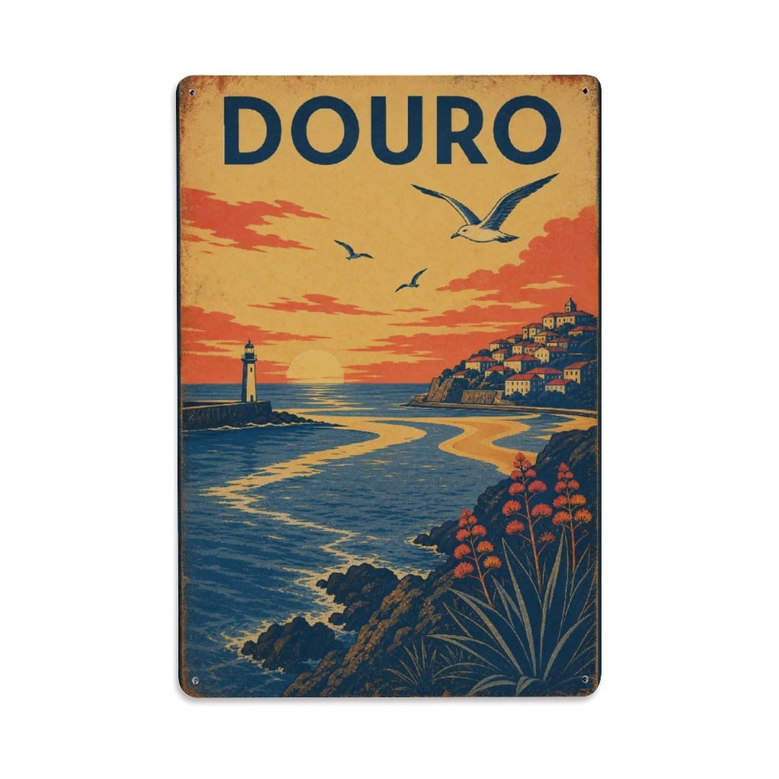 Yrnq 08X12inch Vintage Style Vintage Douro Estuary Ocean Meeting Portugal Metal Tin Sign