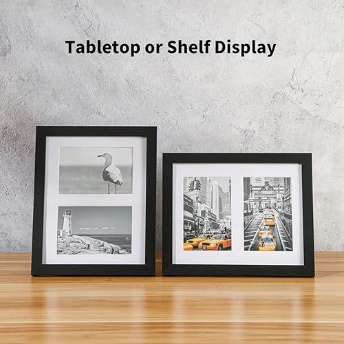 Vista 30 de Marco de fotos para collage de fotos, marco de pared de madera negra (5 x 7 pulgadas, mate, 2 aperturas)