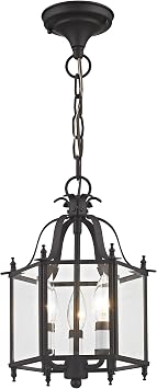 Livex Lighting 4403-07 3-Light Hanging Lantern, Bronze | Clear Beveled Glass