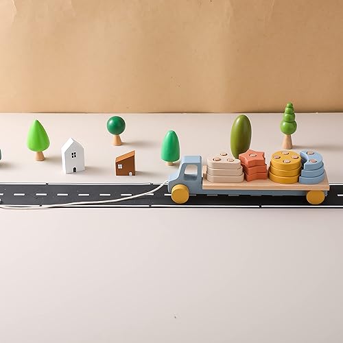 Miniatura 5 de Juguetes apilables de madera para clasificar, Ikubigu Montessori Toys para niños pequeños de 1 a 3 años, bloques clasificadores de formas de