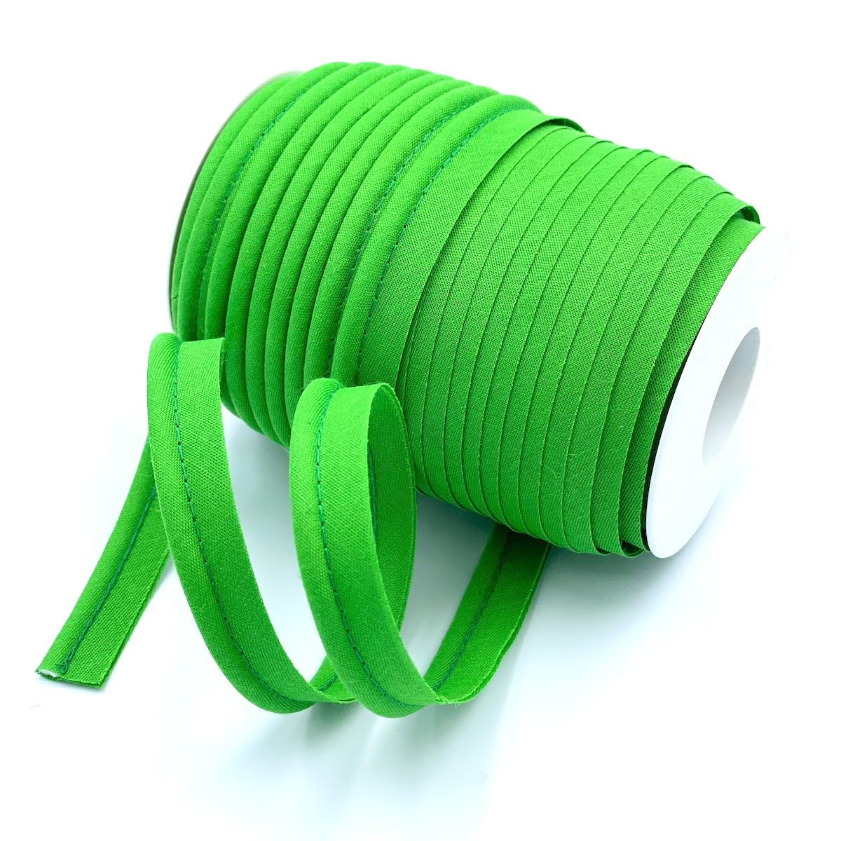 Craft Cult Medium 14mm Wide Plain Piping Bias Binding Piped Trim - 25 Metre Roll (139 - Grass Green)