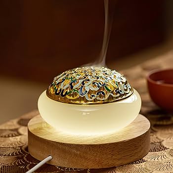 Amazon｜香炉 おしゃれ,お香立て丸香炉琺瑯合金炉カバーガラスの