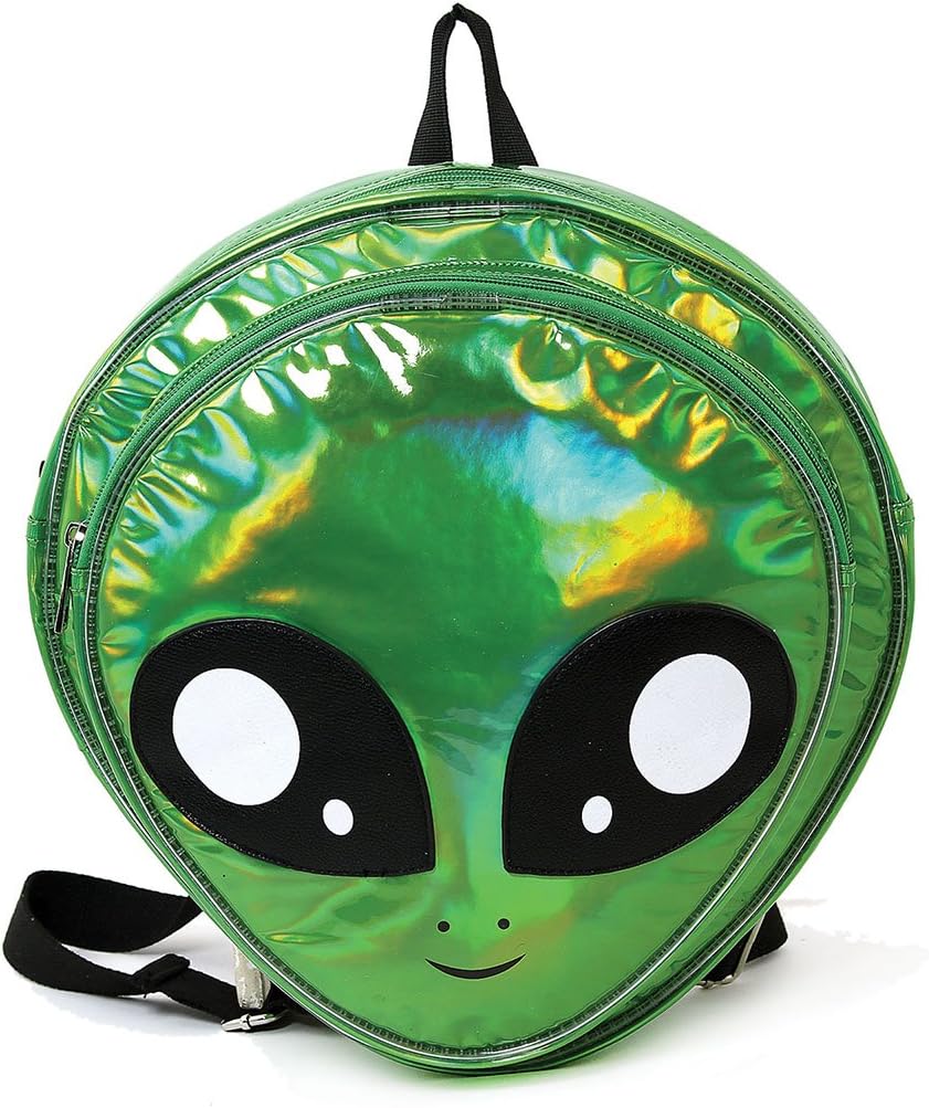Green Alien Head Vinyl Backpack