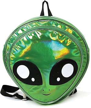 green alien backpack