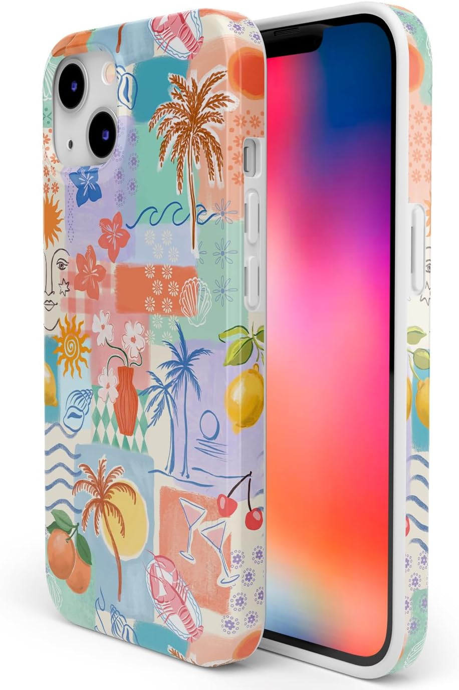 Casely iPhone 14 Plus Case | Tropical Heat | Beachy Collage | Compatible with MagSafe | Classic Ultra Slim Design