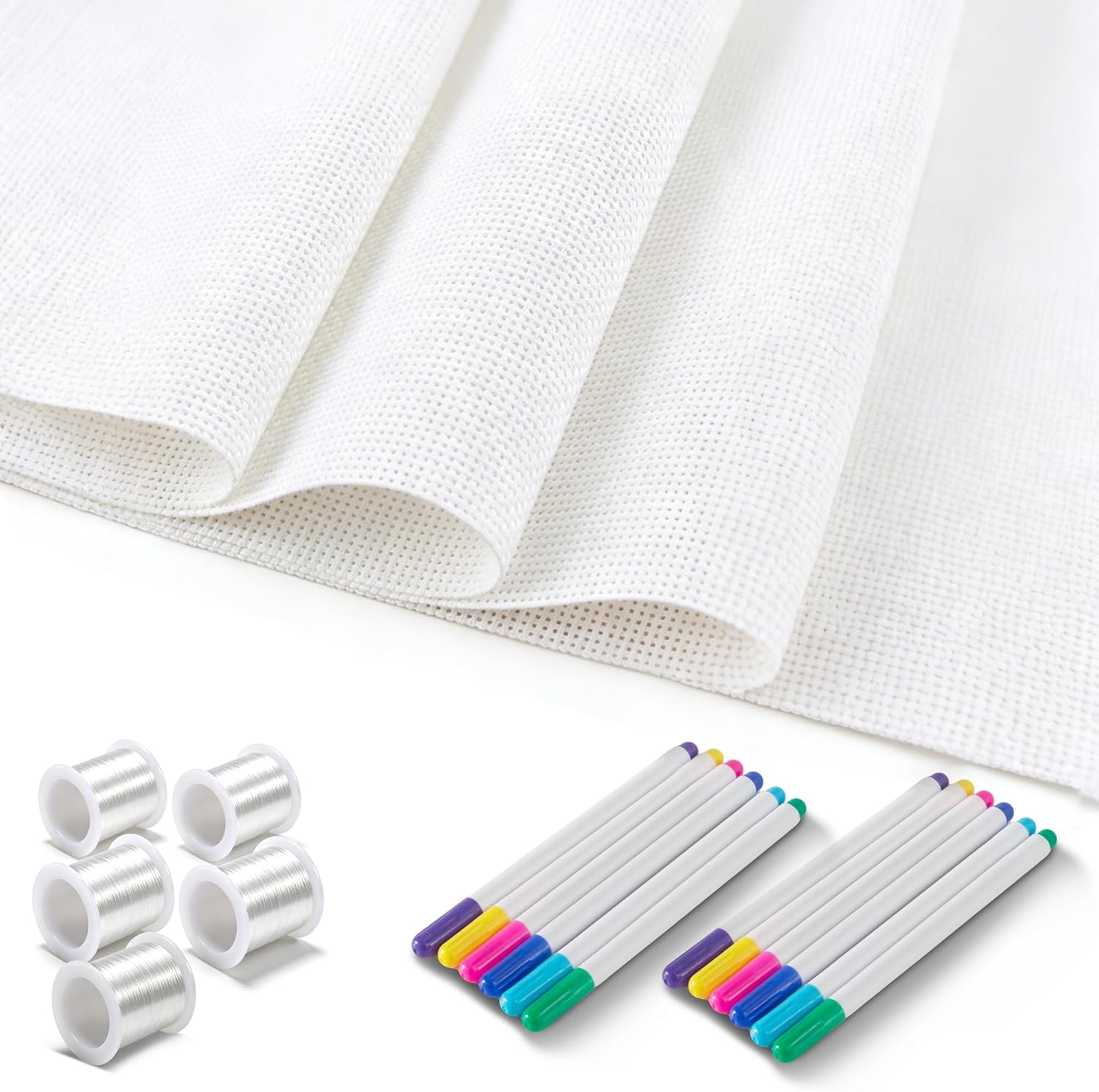 BLANRICO 4 Pack 18 Mesh Needlepoint Canvas 12x18 Inch, Blank White Cotton Canvas Sheets Kit with Gridlines and Markers for Embroidery Cross Stitch DIY Projects