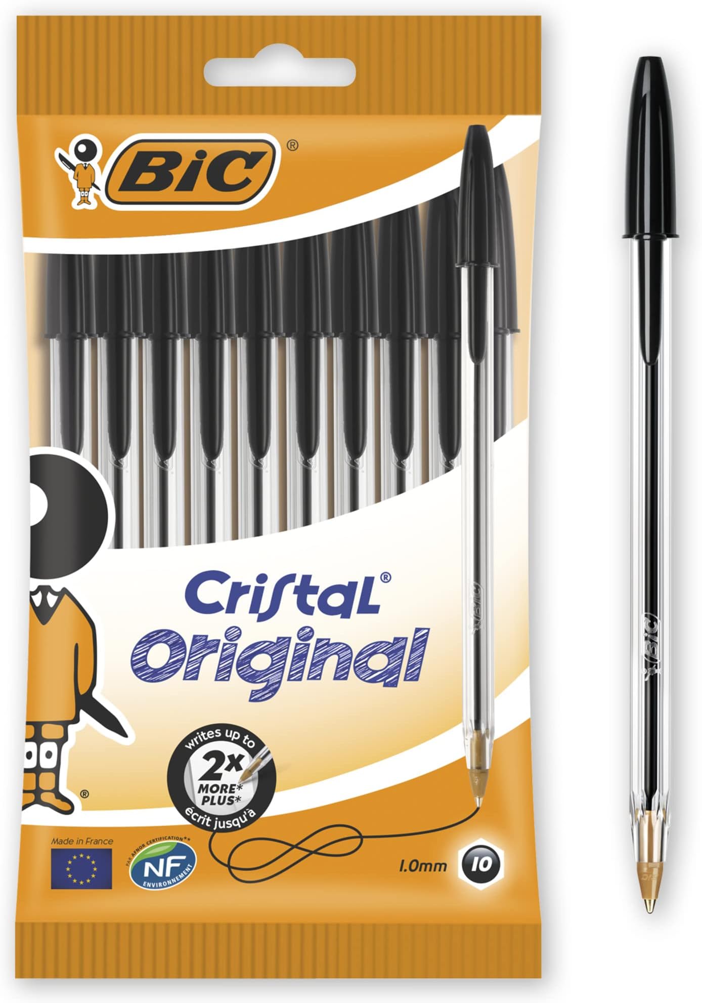 Original Smudge- Free Ballpoint Pens with Medium Point (1.0 mm), Black, Pack of 10