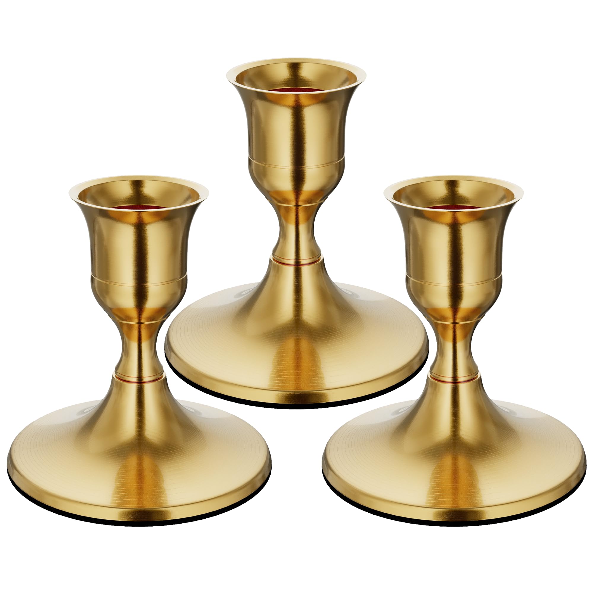 Amazon.com: zeochyni Brass Gold Taper Candle Holders Set of 3, Vintage ...