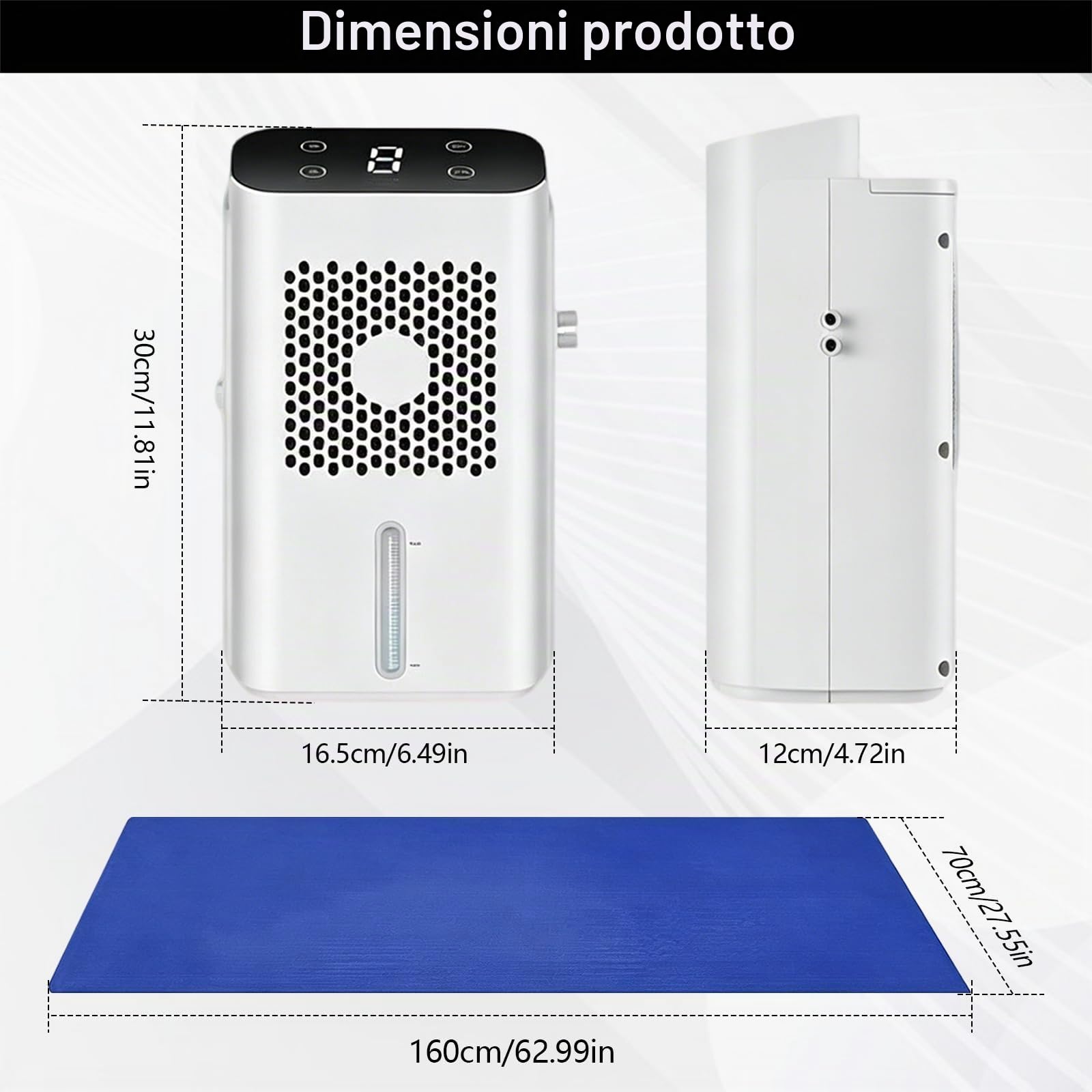 Coprimaterasso Rinfrescante per Letto, Materasso ad Acqua di Raffreddamento con Display LCD Sistema di Raffreddamento ad Acqua Elettrico Serbatoio Dell'acqua 1,7 l (160 x 70 cm)