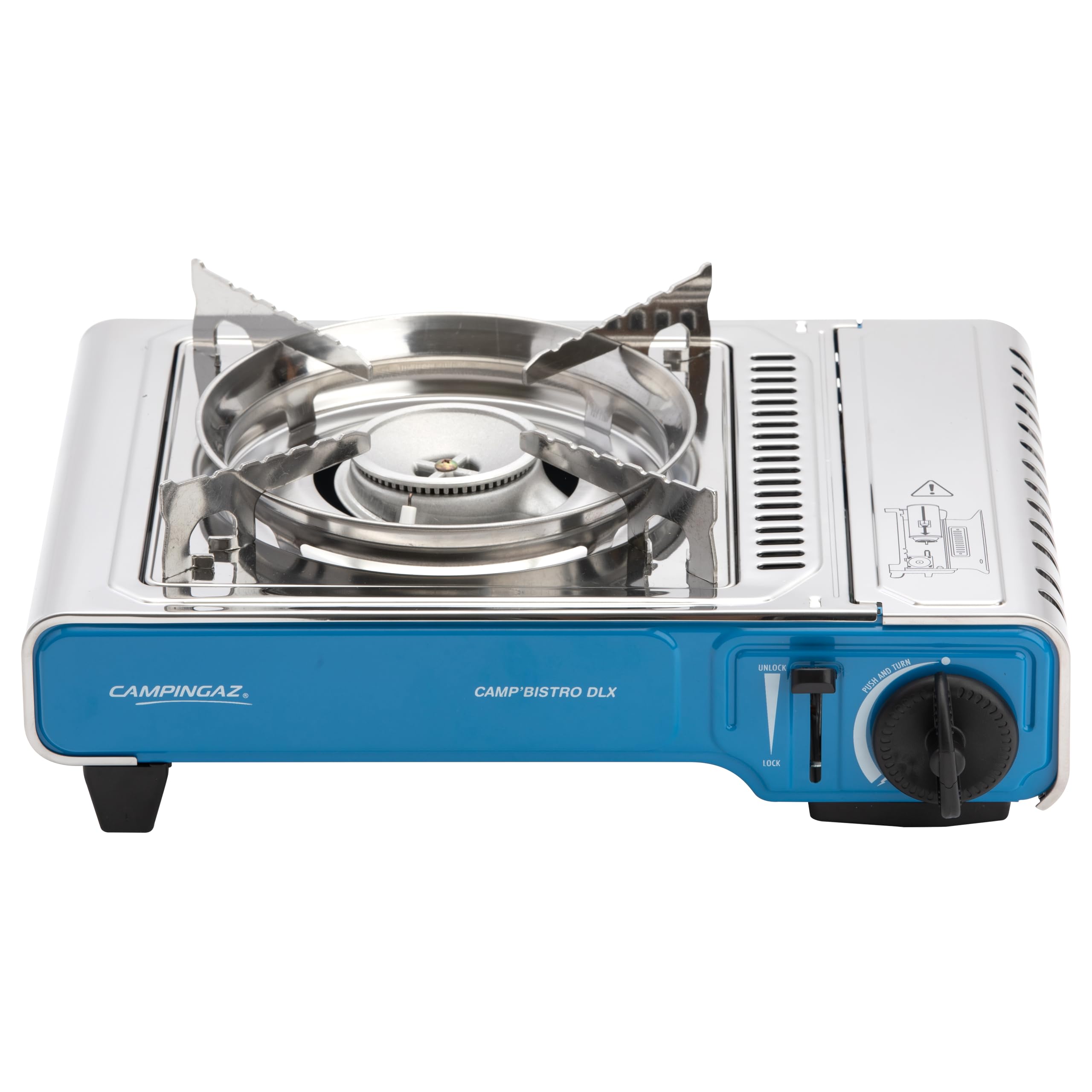 Campingaz Xpert 200 LS Gas Barbecue | Barbacoa con Carro y Ruedas, Piedra Volcánica y Tapa con Termómetro – 2 + 1 Quemadores | 8.2 kW + 2.1 kW, Negro