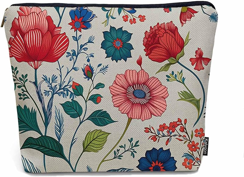 Necessaire retangular Kalygon com zíper e estampa Exotic Flower, 23 x 18 x 0,5 cm